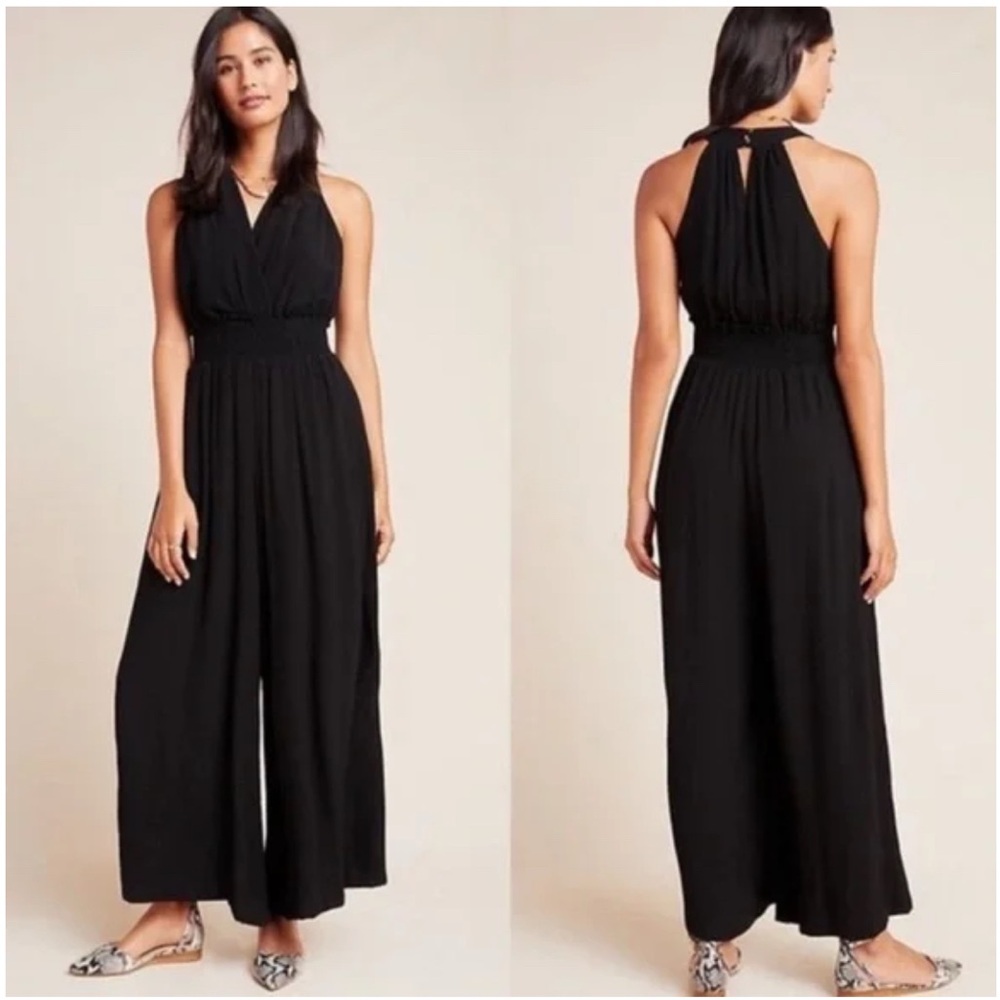 Anthropologie sleeveless black jumpsuit